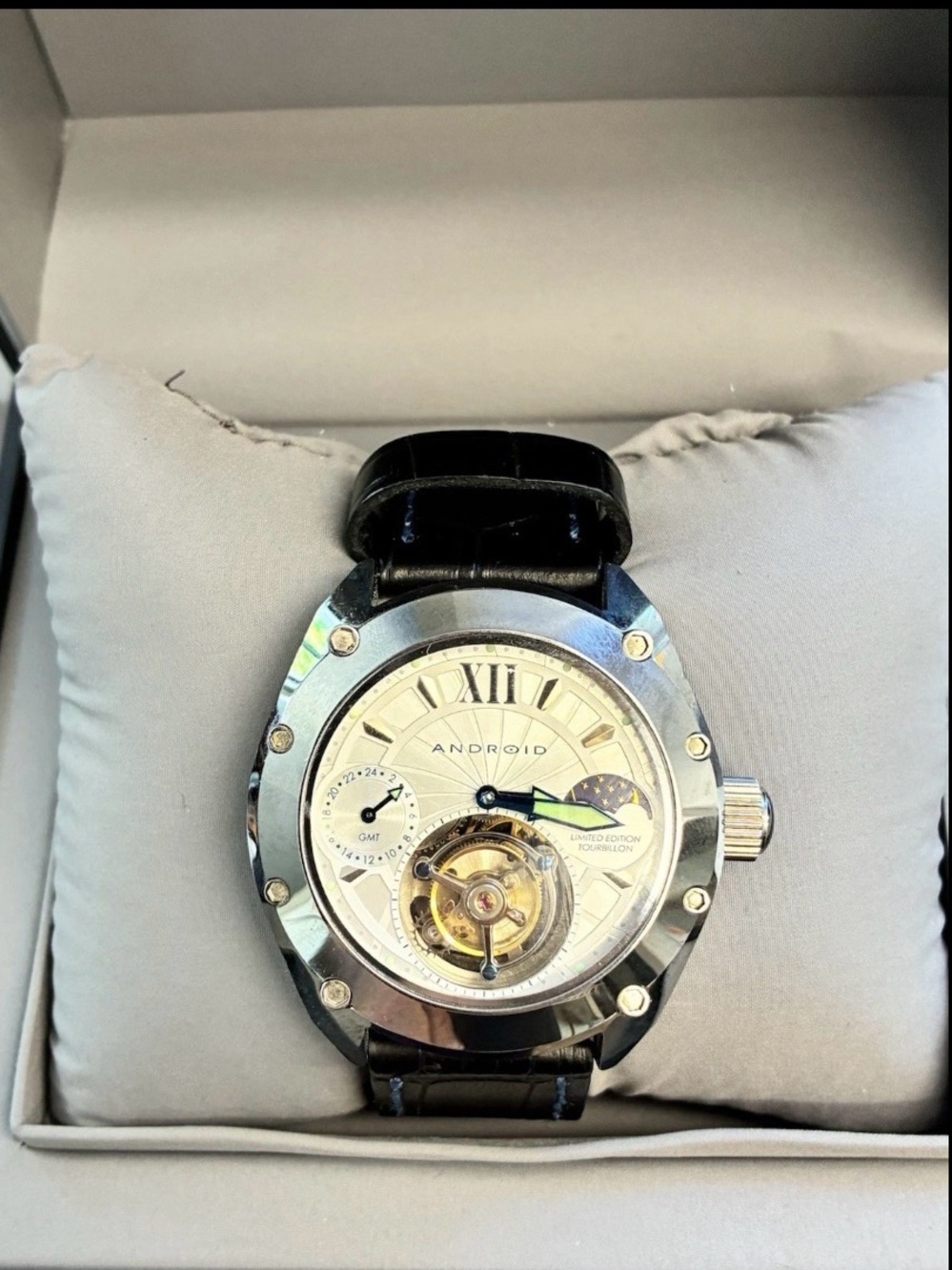 Android Virtuoso Tourbillion Tungsten AD504 161/500 Moon phase 44mm  Men Watch